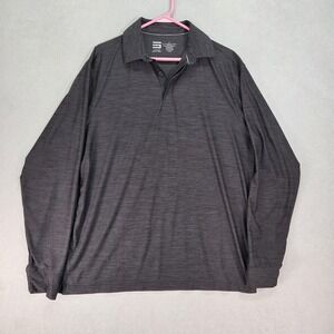 Three Sixty Six Polo Shirt Mens Large Gray Long Sleeve Golf Performance Athletic